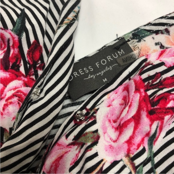 Dress forum wrap front shorts romper floral & stripe girly vacation boho resort - Picture 12 of 14